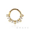 316L SURGICAL STEEL MULTI ROUND CZ SEPTUM HINGED SEGMENT HOOP RING